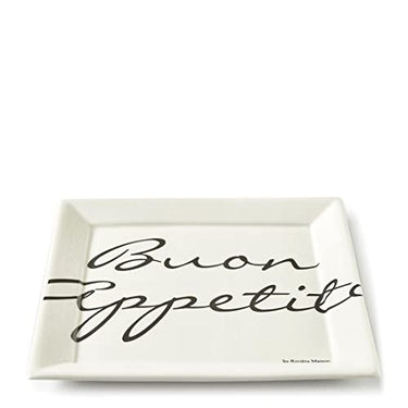 Riviera Maison plate porcelain, dinner plate, square dinner plate, tableware - Buon Appetito Square Plate - Off-white (LxWxH) 26x26x2 on sale